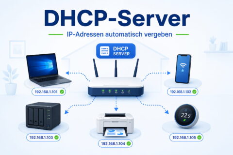 DHCP-Server verteilt automatisch IP-Adressen an Geräte im Heimnetz