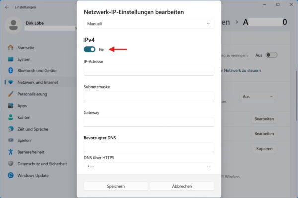 Feste IP-Adresse in Windows 11 für IPv4 konfigurieren Feste IP-Adresse in Windows 11 manuell für IPv4 eintragen