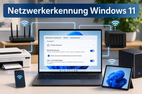 Netzwerkerkennung Windows 11 mit verbundenen Geräten im Heimnetz