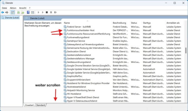 Dienste für die Netzwerkerkennung in Windows 11 prüfen