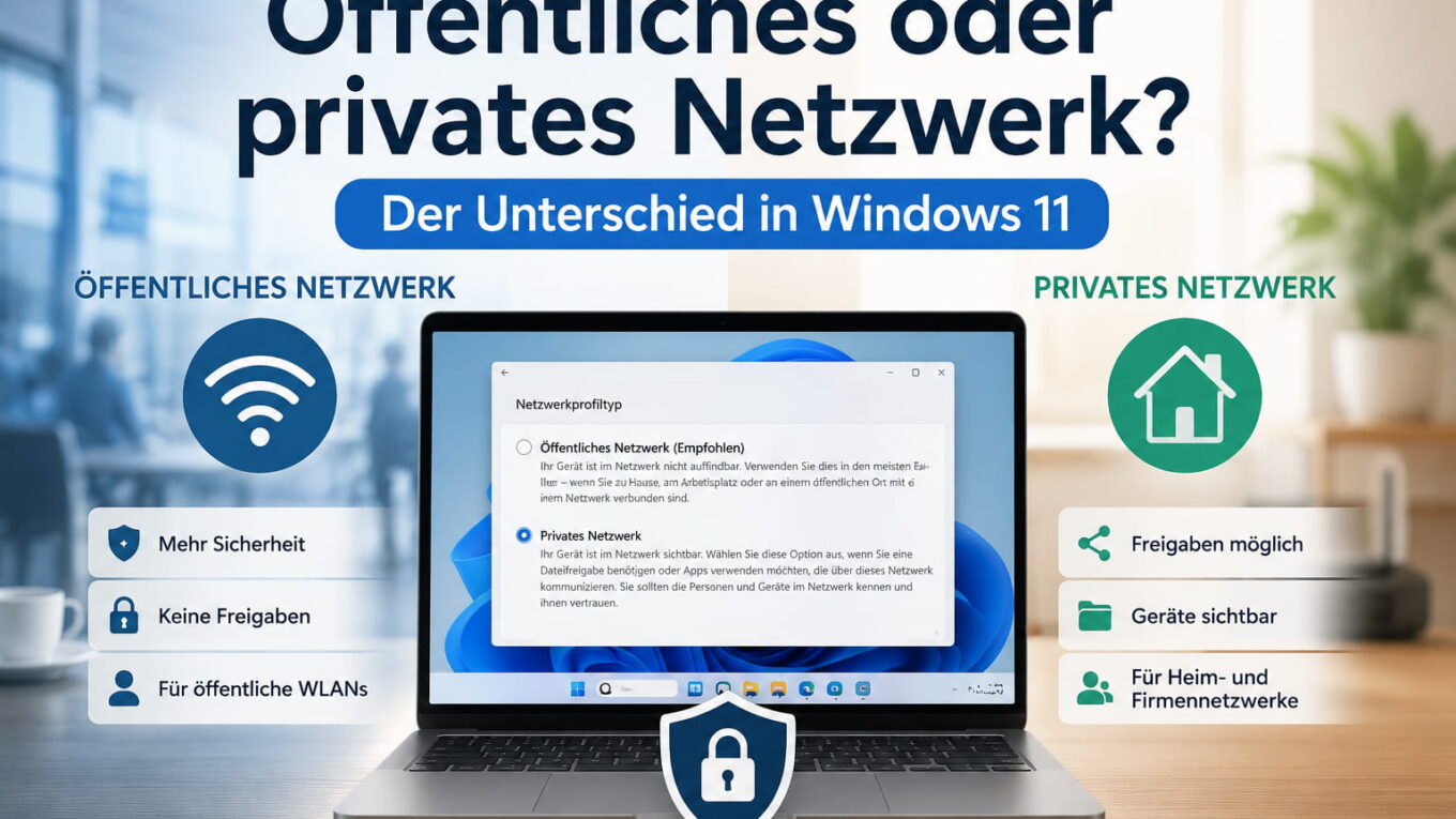 Öffentliches oder privates Netzwerk in Windows 11 mit Sicherheits- und Freigabeeinstellungen