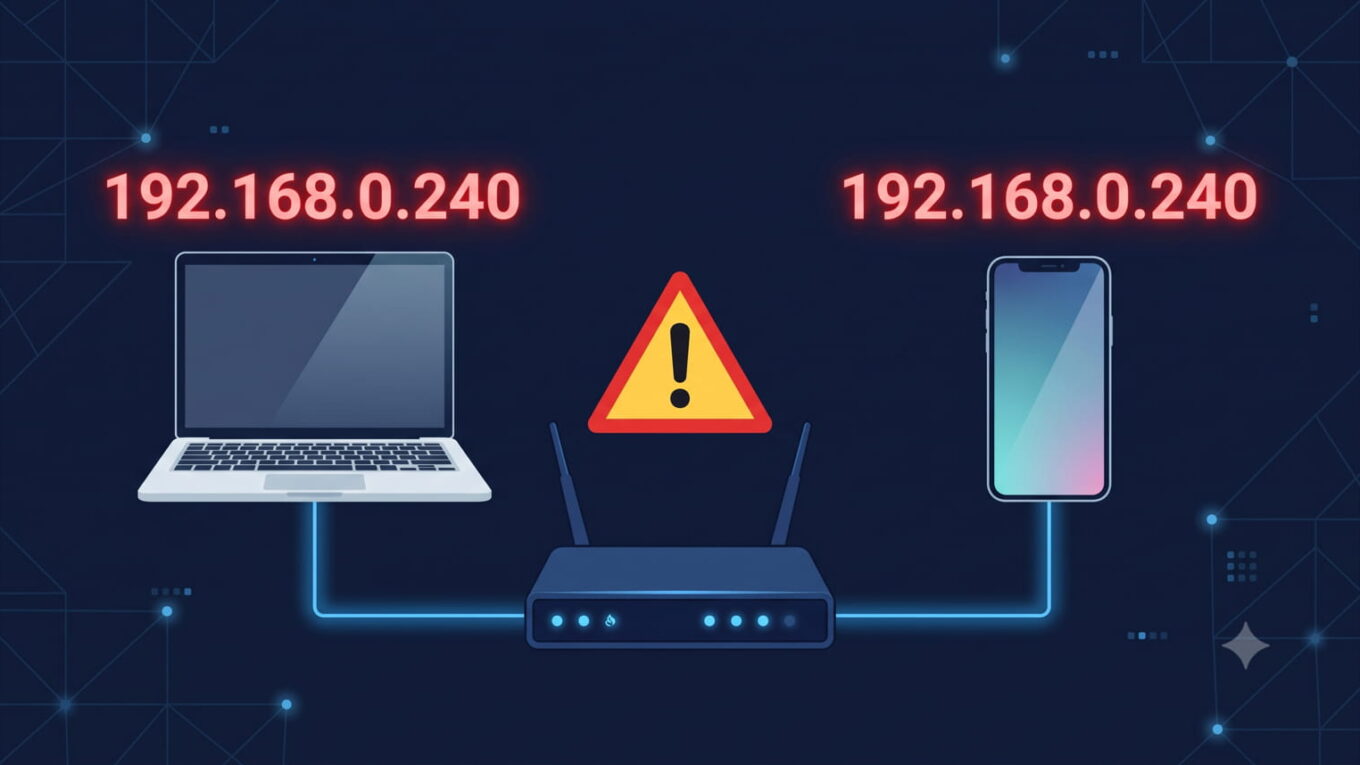 Illustration zu doppelten IP-Adressen im Heimnetzwerk und zur Behebung von IP-Konflikten