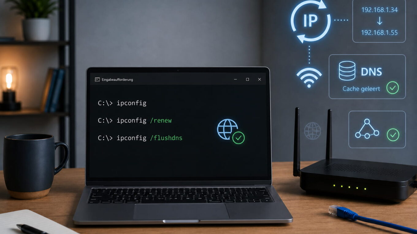 ipconfig-Befehle zum Erneuern der IP-Adresse und Leeren des DNS-Caches unter Windows