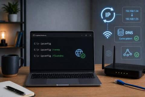 ipconfig-Befehle zum Erneuern der IP-Adresse und Leeren des DNS-Caches unter Windows