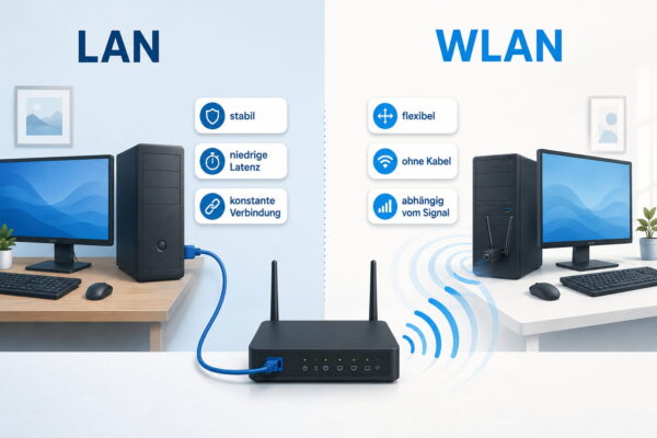 LAN oder WLAN am Desktop-PC: die wichtigsten Unterschiede im Überblick LAN oder WLAN am Desktop-PC im Vergleich mit den wichtigsten Unterschieden bei Stabilität, Latenz und Flexibilität
