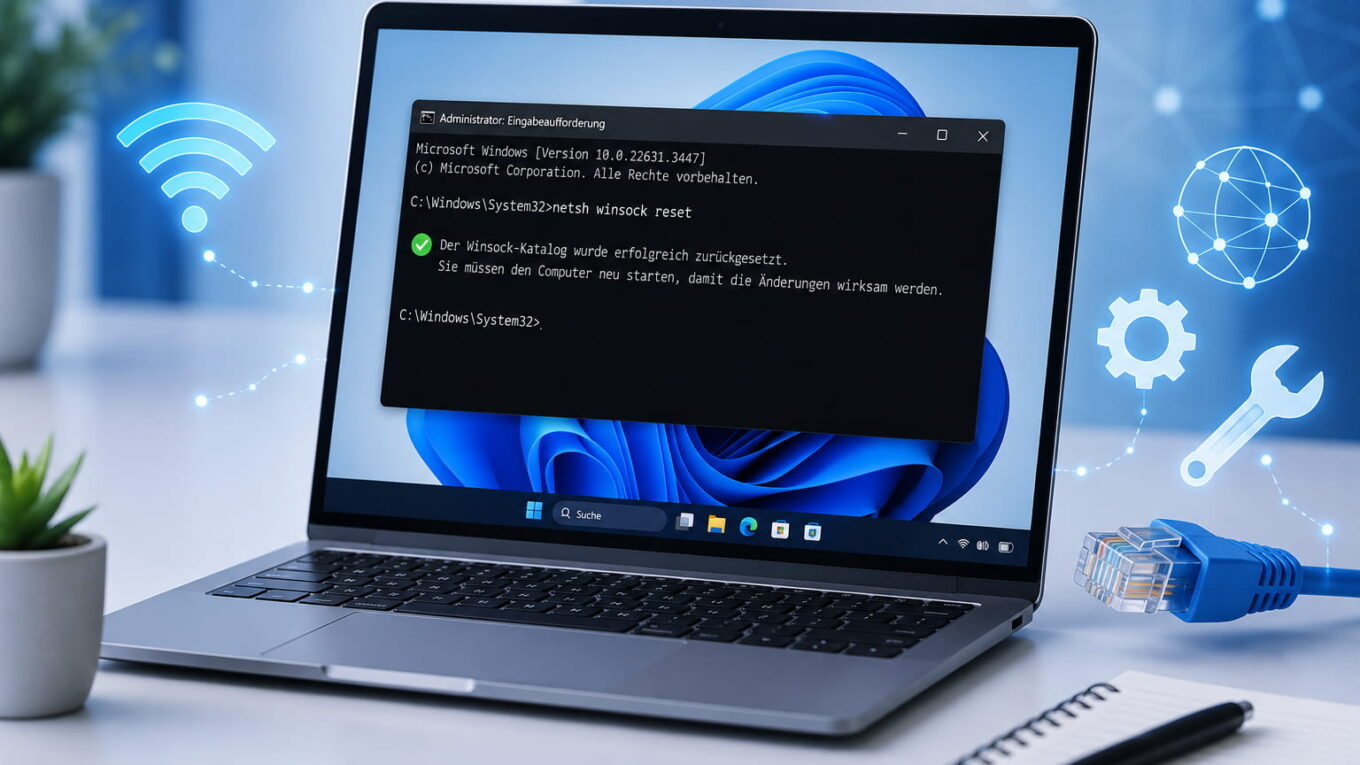 netsh winsock reset in Windows zur Reparatur von Netzwerkproblemen