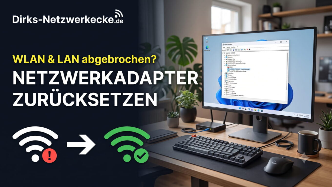 Illustration zum Zurücksetzen des Netzwerkadapters unter Windows bei WLAN- und LAN-Problemen