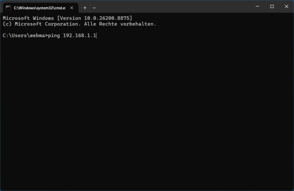 Eingabeaufforderung für Ping und Tracert unter Windows Ping-Befehl in der Windows-Eingabeaufforderung eingeben
