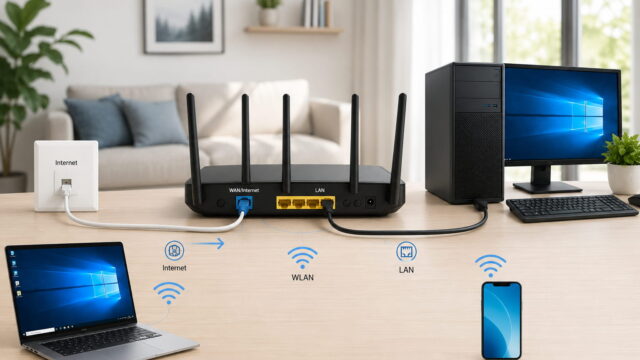 Router anschließen und für Windows richtig einrichten 3 Router anschließen und Windows-PC per LAN sowie Notebook und Smartphone per WLAN verbinden
