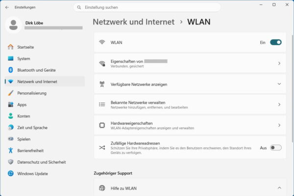 Kein Internet trotz WLAN: Windows-11-WLAN prüfen WLAN-Einstellungen in Windows 11 bei Kein Internet trotz WLAN