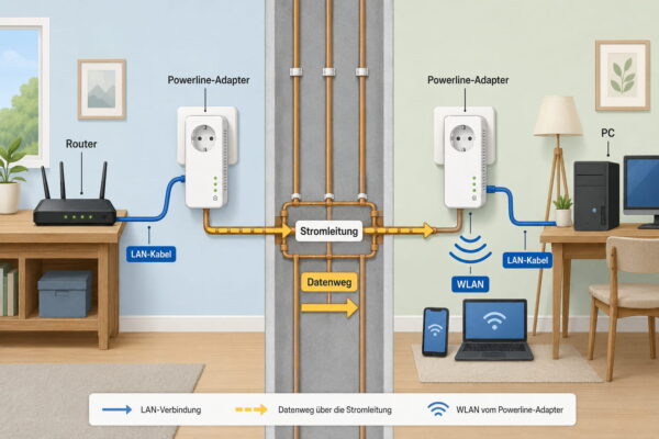 Powerline: So funktioniert die Datenübertragung über die Stromleitung Powerline Funktionsweise über die Stromleitung mit LAN und WLAN