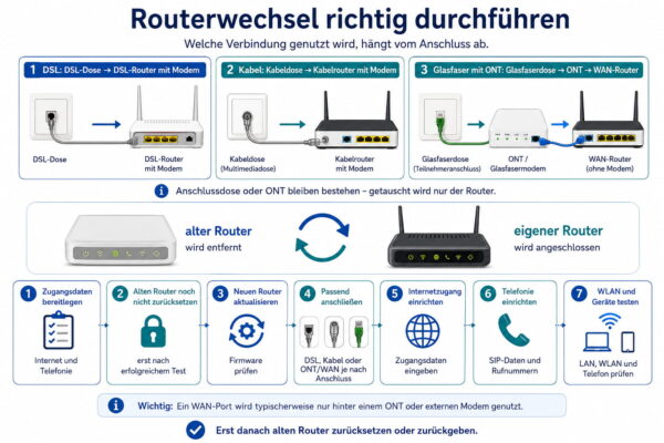 Provider Router gegen eigene Hardware austauschen Provider Router durch einen eigenen Router ersetzen