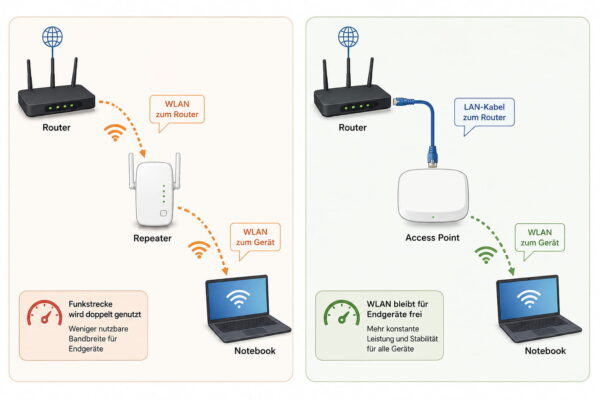 Repeater oder Access Point: WLAN- und LAN-Verbindung im Vergleich