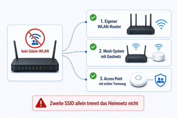 Alternativen für einen WLAN-Gastzugang bei Router ohne Gastnetz