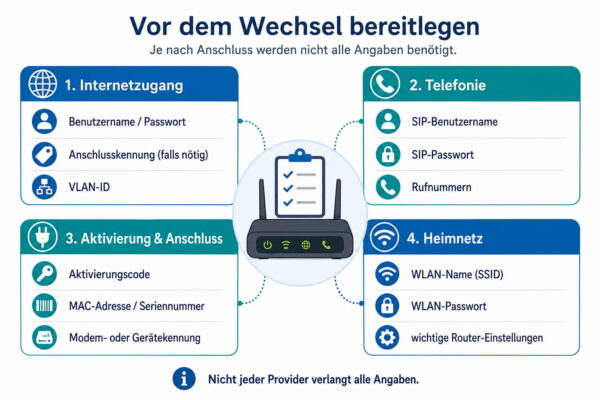 Zugangsdaten für den eigenen Router vorbereiten Zugangsdaten vor dem Wechsel auf einen eigenen Router