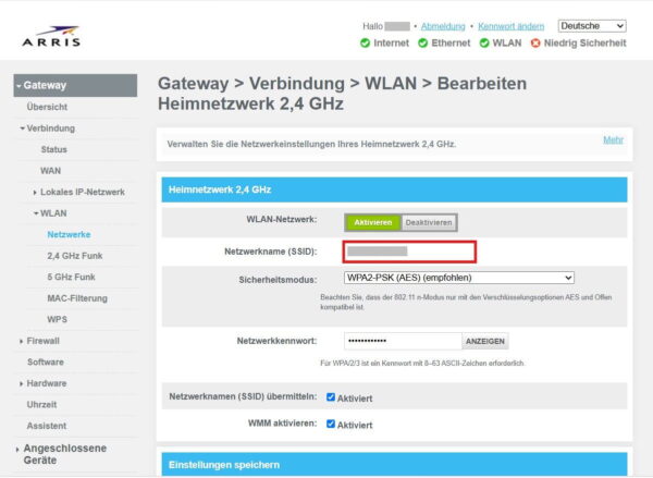 SSID im Router ändern SSID ändern in den WLAN-Einstellungen eines Routers