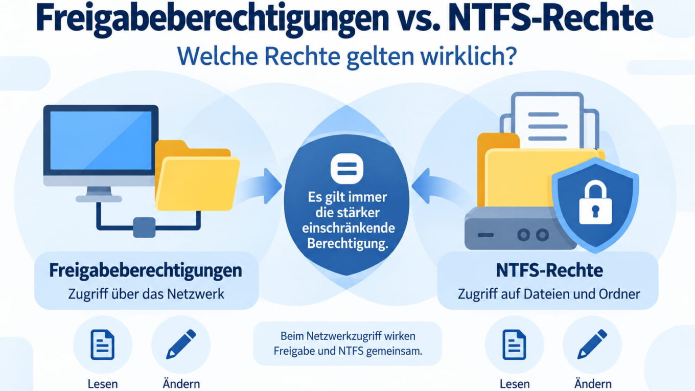 Freigabeberechtigungen und NTFS-Rechte bei Windows im Vergleich