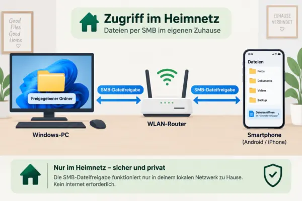 SMB-Zugriff auf Windows-Dateien vom Smartphone Windows Dateien vom Smartphone per SMB im Heimnetz öffnen