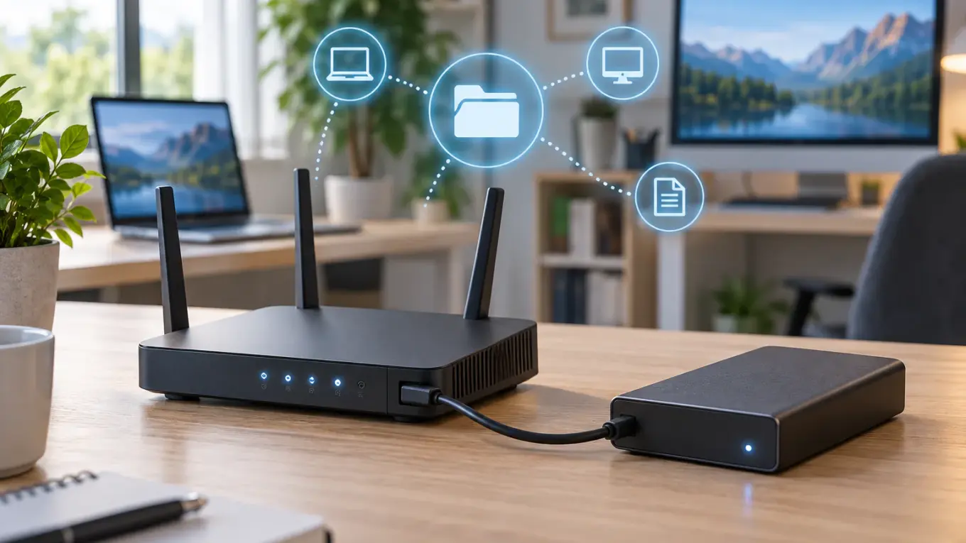 USB-Festplatte am Router als günstiges Mini-NAS für die gemeinsame Dateispeicherung im Heimnetz