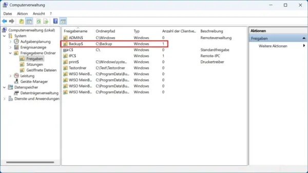 Versteckte Freigaben in Windows anzeigen Versteckte Freigaben in der Windows-Computerverwaltung anzeigen