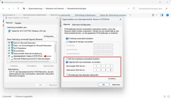 DNS-Server unter Windows 10 manuell eintragen DNS-Server in Windows 10 ändern über die IPv4-Eigenschaften