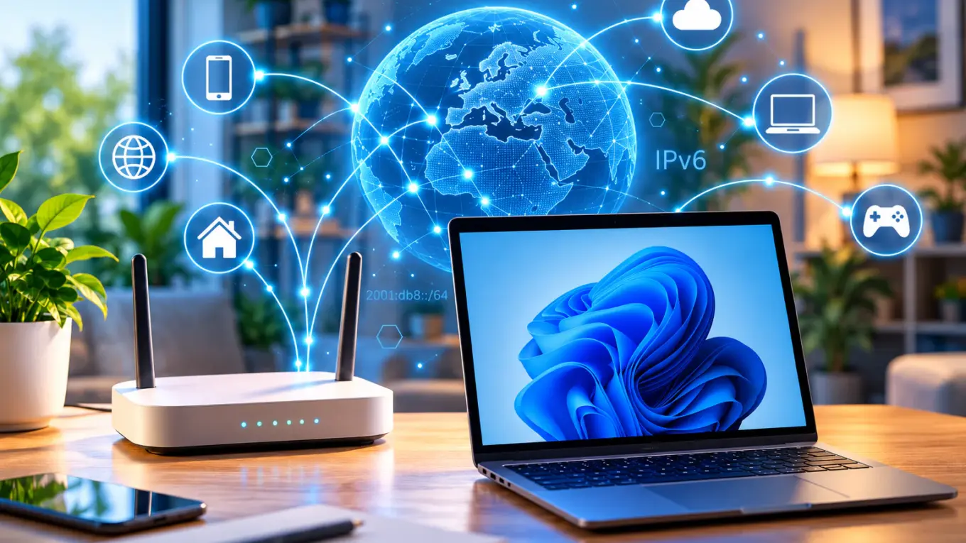 IPv6 im Heimnetzwerk mit WLAN-Router und Windows-11-Laptop