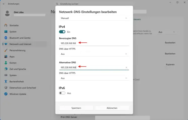 Windows 11: Jugendschutz-Filter über DNS einrichten Jugendschutz-Filter in Windows 11 über manuelle DNS-Server einrichten