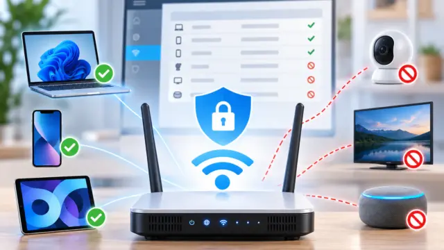 MAC-Filter im Router mit erlaubten und gesperrten WLAN-Geräten“