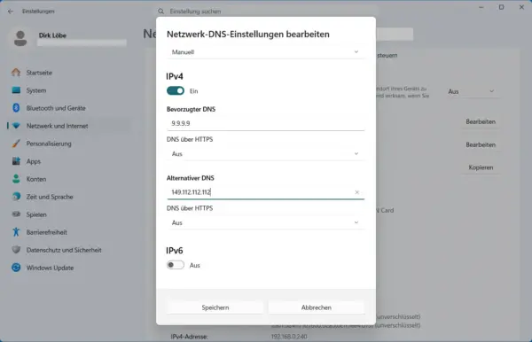 Quad9 DNS-Server unter Windows 11 einrichten DNS-Schutz unter Windows 11 einrichten mit Quad9 zum Blockieren von Malware im Netzwerk
