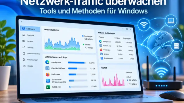 Netzwerk-Traffic überwachen unter Windows mit Diagrammen zur Netzwerkauslastung und Datennutzung