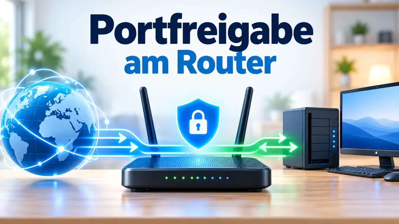 Portfreigabe am Router mit sicherer Weiterleitung von Internetverbindungen an einen Computer