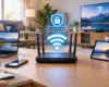 Sicheres WLAN Passwort im Heimnetz mit Router und verbundenen Geräten