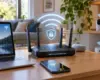 WPA2 oder WPA3 – sicher verschlüsseltes Heimnetzwerk mit WLAN-Router und verbundenen Geräten